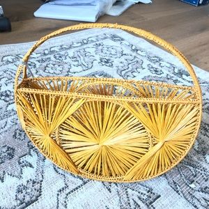 A New Day rattan Woven Boho Mustard Yellow purse